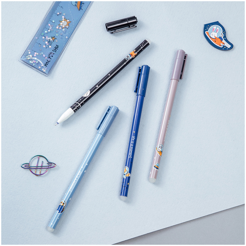 Ручка гелевая стираемая MESHU Space Adventure синяя, 0,5мм, корпус ассорти