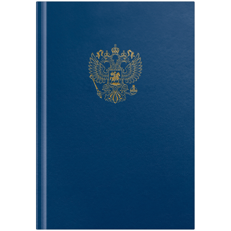 Книга учета OfficeSpace, А4, 96л., клетка, 200*290мм, бумвинил, цвет синий, блок офсетный с гербом