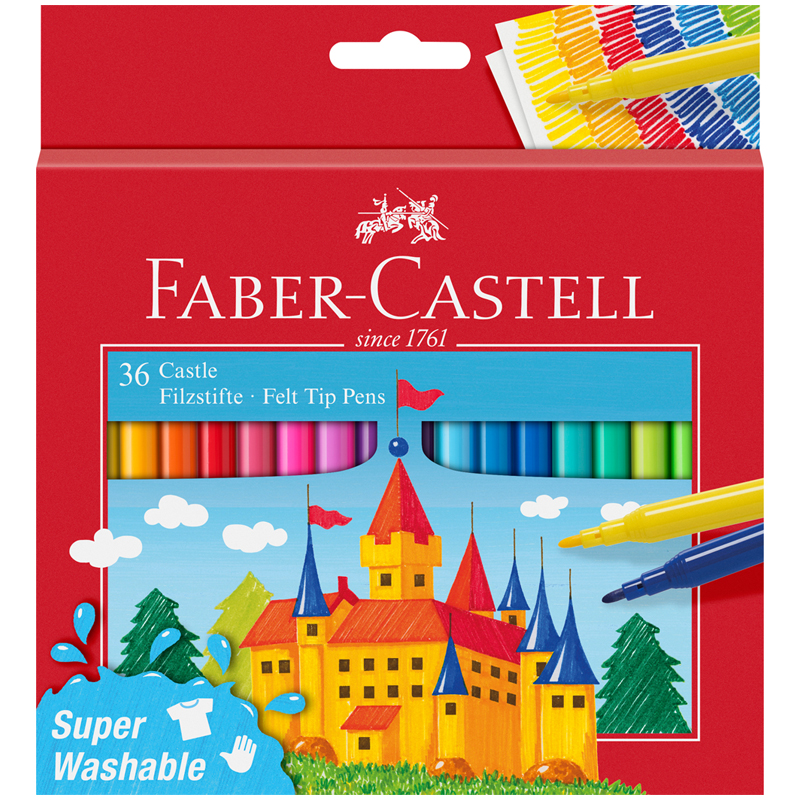 Фломастеры Faber-Castell Замок, 36цв., смываемые, картон, европодвес