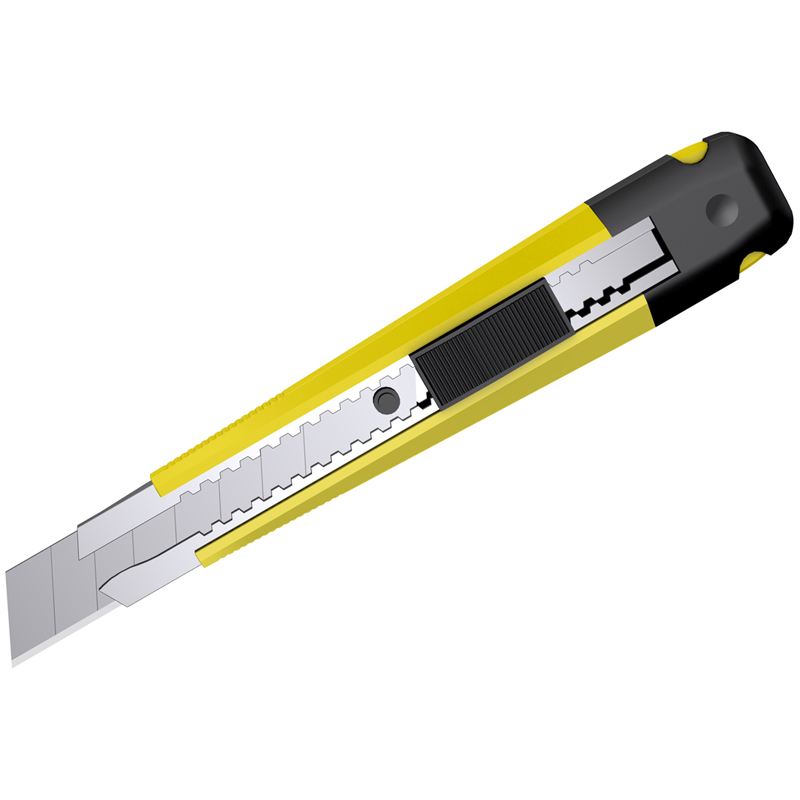 Нож канцелярский 18 мм Berlingo Hyper + лезвия сменные 10шт, желтый, европодвес