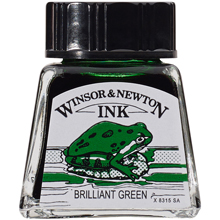 Тушь Winsor&Newton для рисования, бриллиант зеленый, стекл. флакон 14мл