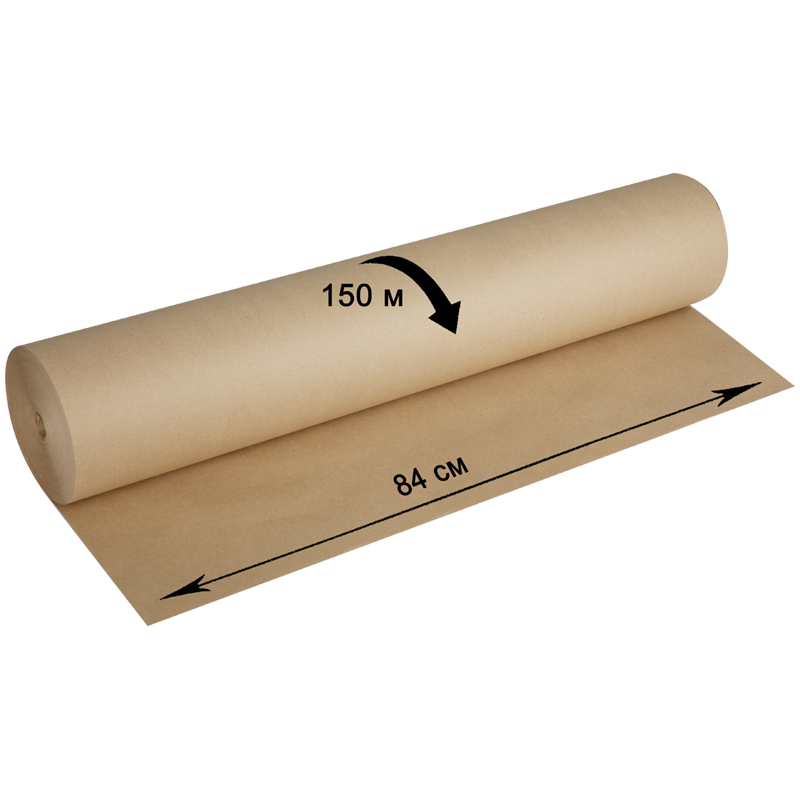 Крафт-бумага в рулоне для упаковки OfficeSpace, 840мм*150м, плотность 78 г/м2