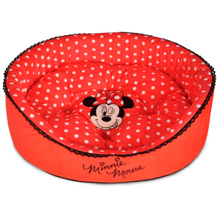 Лежанка Minnie-1  46x36x17см  круглая с бортом с двусторонней подушкой красная/горох