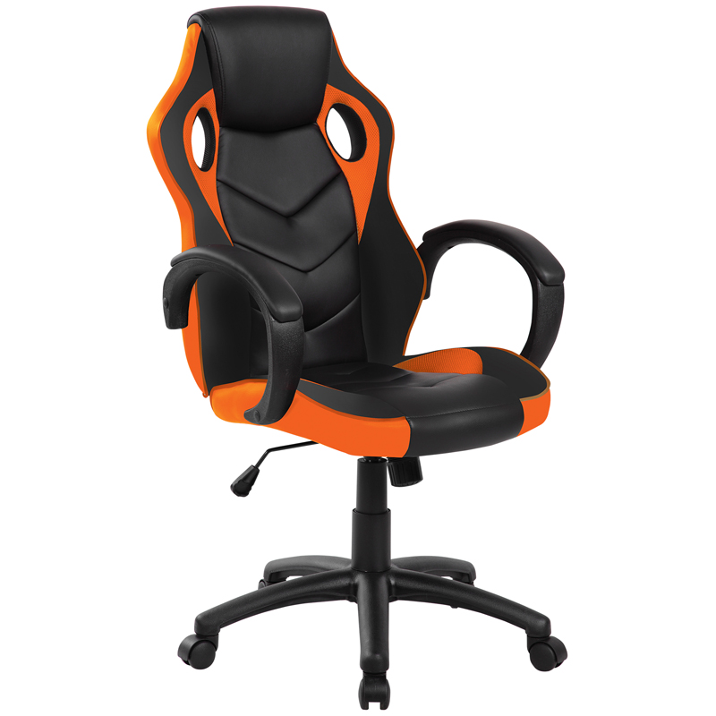 Кресло игровое Helmi HL-S07 Boost, экокожа/ткань черная/оранжевая