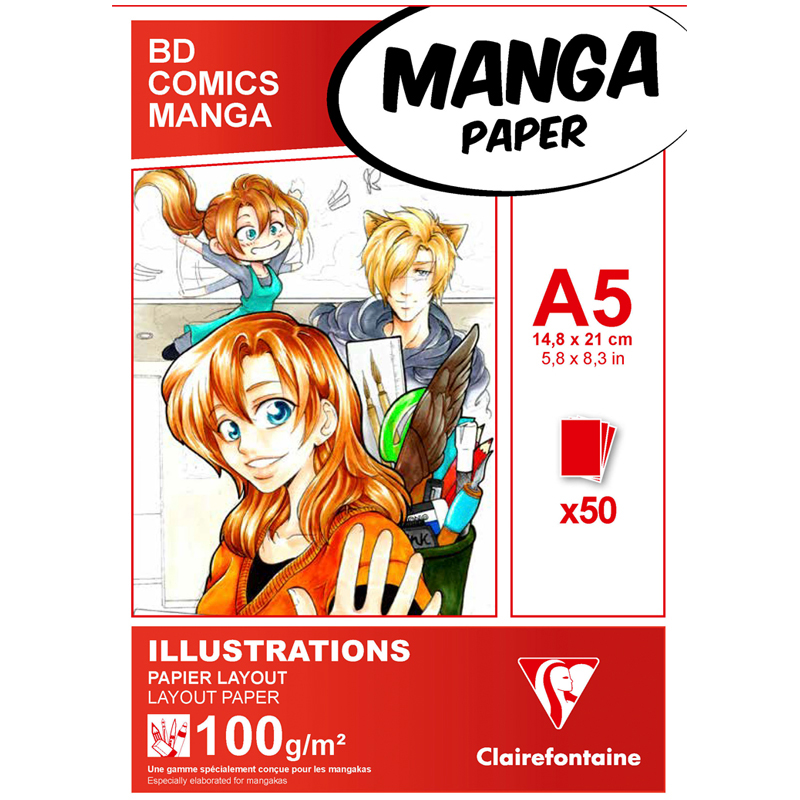 Скетчбук для маркеров 50л. А5, на склейке Clairefontaine Manga Illustrations, 100 г/м2