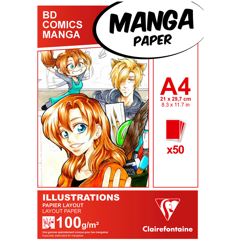Скетчбук для маркеров 50л. А4, на склейке Clairefontaine Manga Illustrations, 100 г/м2