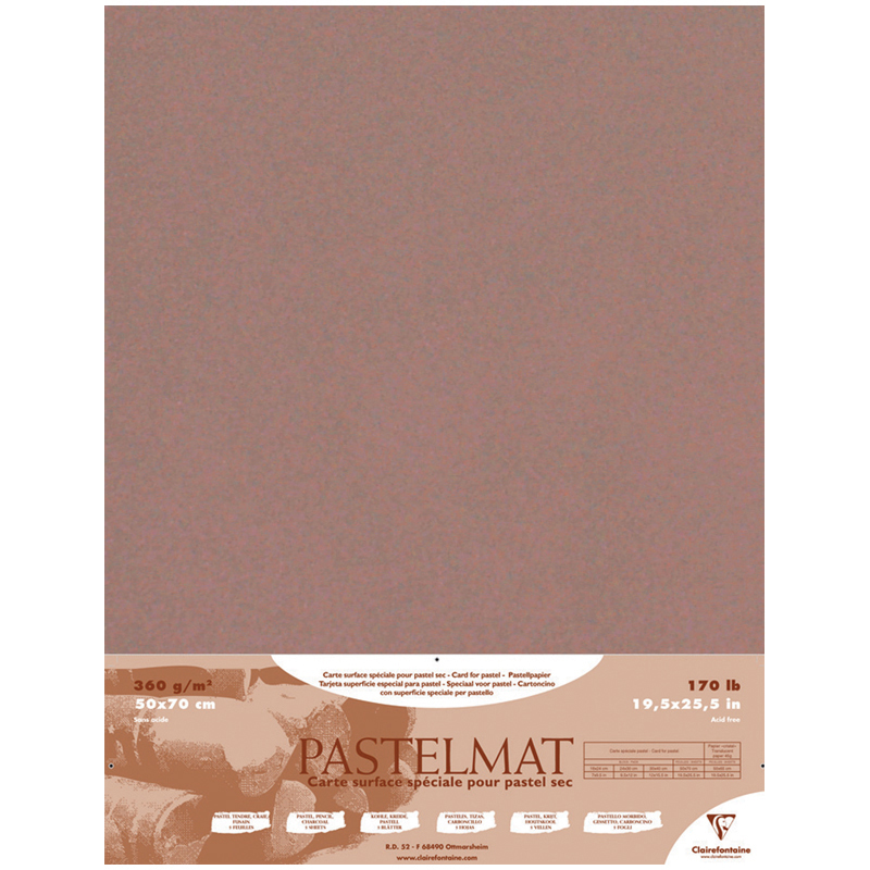 Бумага для пастели 5л. 500*700мм Clairefontaine Pastelmat, 360г/м2, бархат, коричневый