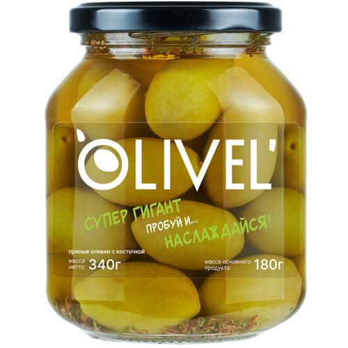 Оливки Olivel Супер гигант с косточкой, 340 г