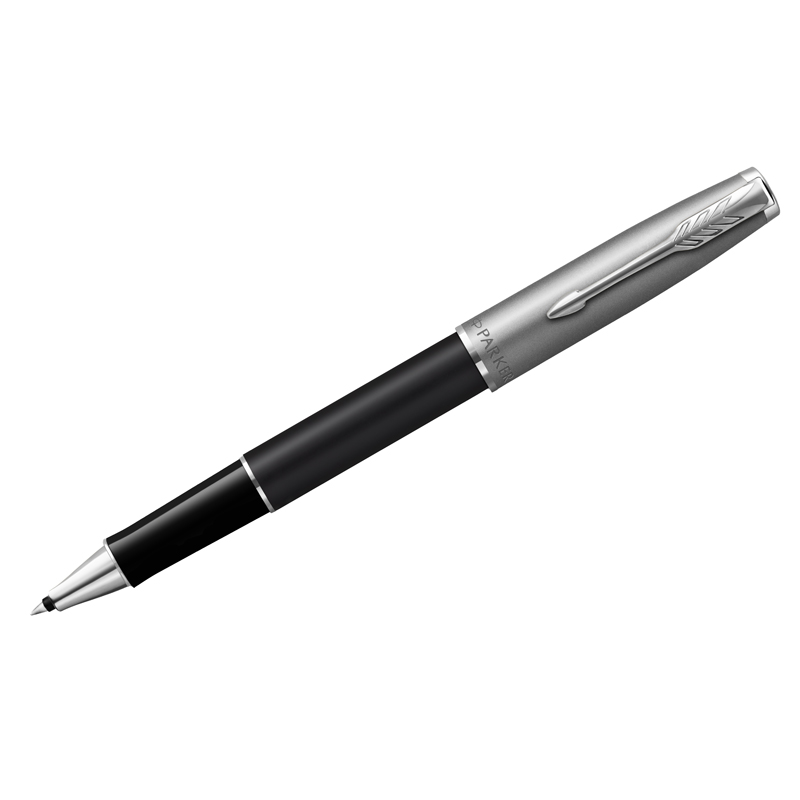Ручка-роллер Parker Sonnet Sand Blasted Metal&amp;Black Lacquer черная, 0,8мм, подарочная упаковка