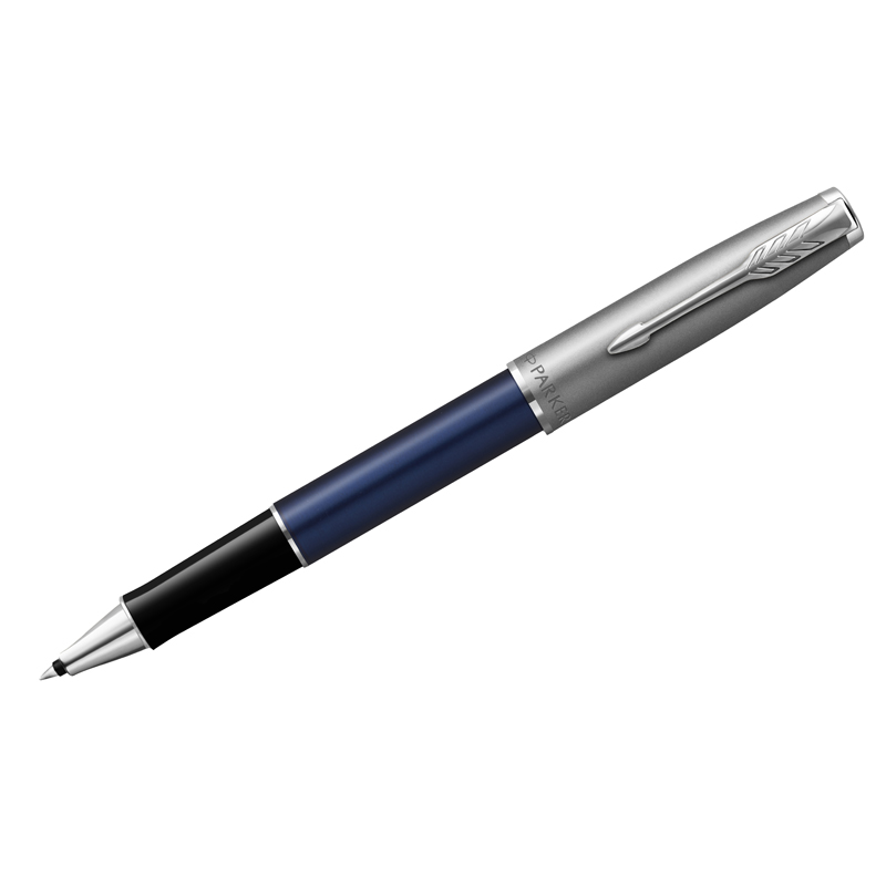 Ручка-роллер Parker Sonnet Sand Blasted Metal&amp;Blue Lacquer черная, 0,8мм, подарочная упаковка
