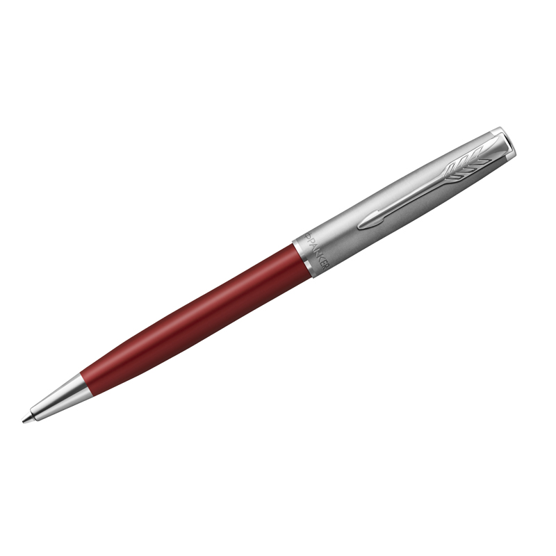 Ручка шариковая Parker Sonnet Sand Blasted Metal&amp;Red Lacquer черная, 1,0мм, поворот., подарочная упаковка