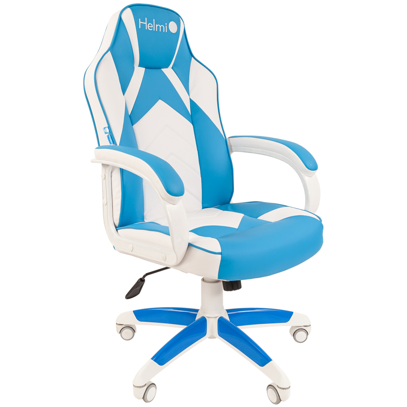 Кресло игровое Helmi HL-S17 Arrow, экокожа, белая/синяя, механизм качания
