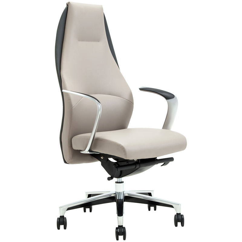 Кресло руководителя Helmi HL-E35 Synchro Lux, экокожа серая, синхромеханизм, алюминий, до 150кг