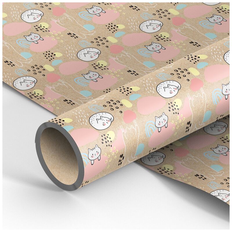 Упаковочная бумага крафт 70*100см, MESHU Cute clouds, 70г/м2