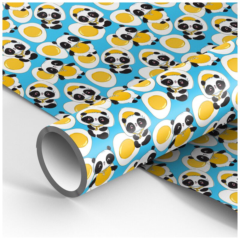 Упаковочная бумага глянц. 70*100см, MESHU Cute pandas, 90г/м2