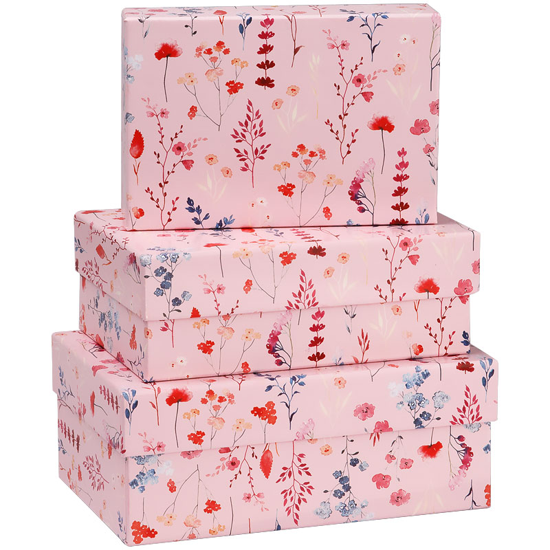 Набор прямоугольных коробок 3в1, MESHU Pastel pink, (19*12*7,5-15*10*5см)