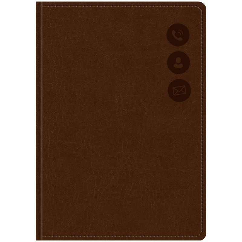 Телефонная книга А7, 64л., кожзам, OfficeSpace Nebraska коричневый с вырубкой