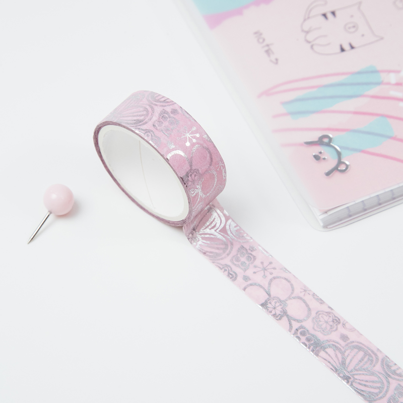 Клейкая лента декоративная MESHU Pink elegance, 1,5см*3м