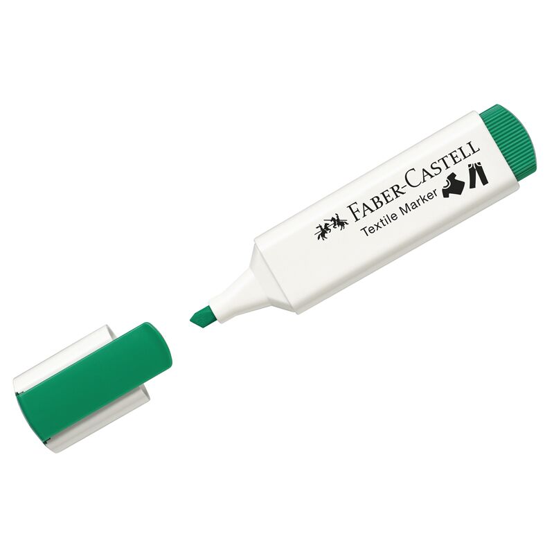 Маркер перманентный для ткани Faber-Castell Textile зеленый, 1-5мм