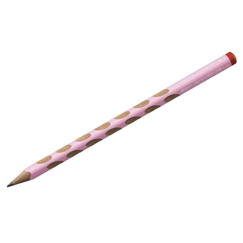 Карандаш ч/г Stabilo Easy graph HB, трехгранный, с углублением для пальцев, для правшей, цвет пастельный розовый