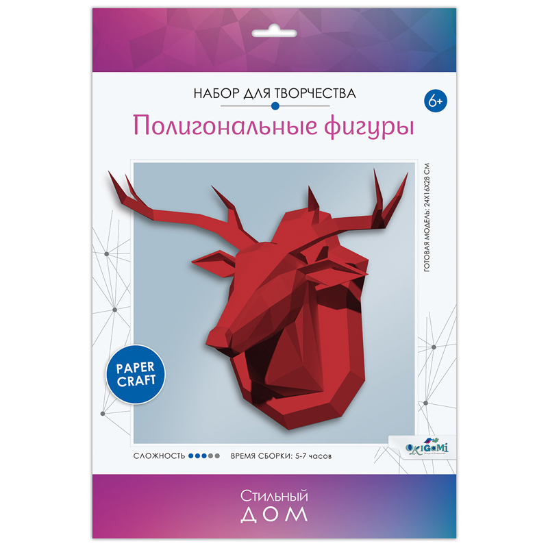 Полигональные фигуры Origami Олень, картонная коробка