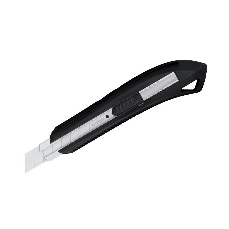 Нож канцелярский 18мм Berlingo Razzor 200, auto-lock, металл. направл., черный, европодвес