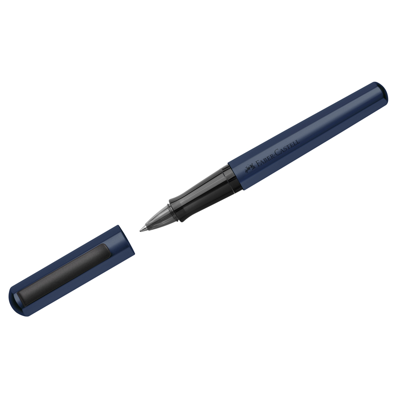 Ручка-роллер Faber-Castell Hexo черная, 0,7мм, шестигран., синий корпус, инд. карт. упаковка