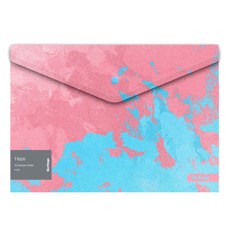 Папка-конверт на кнопке Berlingo Haze, 180мкм, розовая/голубая, с рисунком, глиттер-эффект