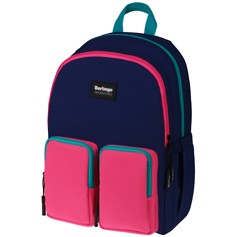 Рюкзак Berlingo Color blocks Blue pink 39*28*17см, 2 отделения, 4 кармана, уплотненная спинка