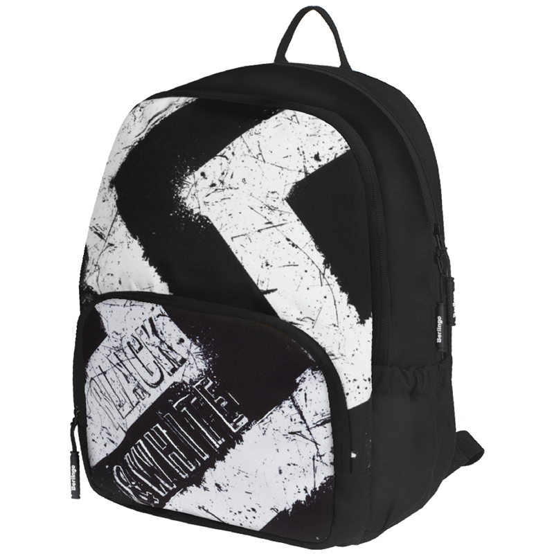 Рюкзак Berlingo Light Black White 39,5*28*16см, 2 отделения, 3 кармана, уплотненная спинка