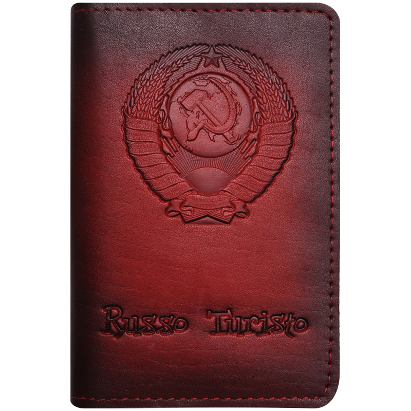 Обложка для паспорта Кожевенная мануфактура, Руссо Туристо, нат. кожа, красная, в деревянной упаковке