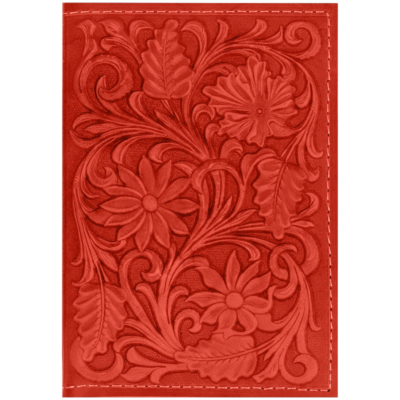 Обложка для паспорта Кожевенная мануфактура, нат. кожа, Цветы, красный