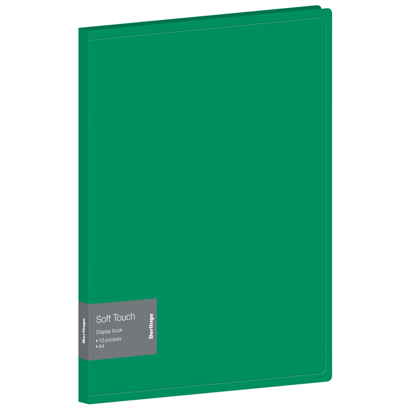 Папка с 10 вкладышами Berlingo Soft Touch, 17мм, 700мкм, зеленая, с внутр. карманом