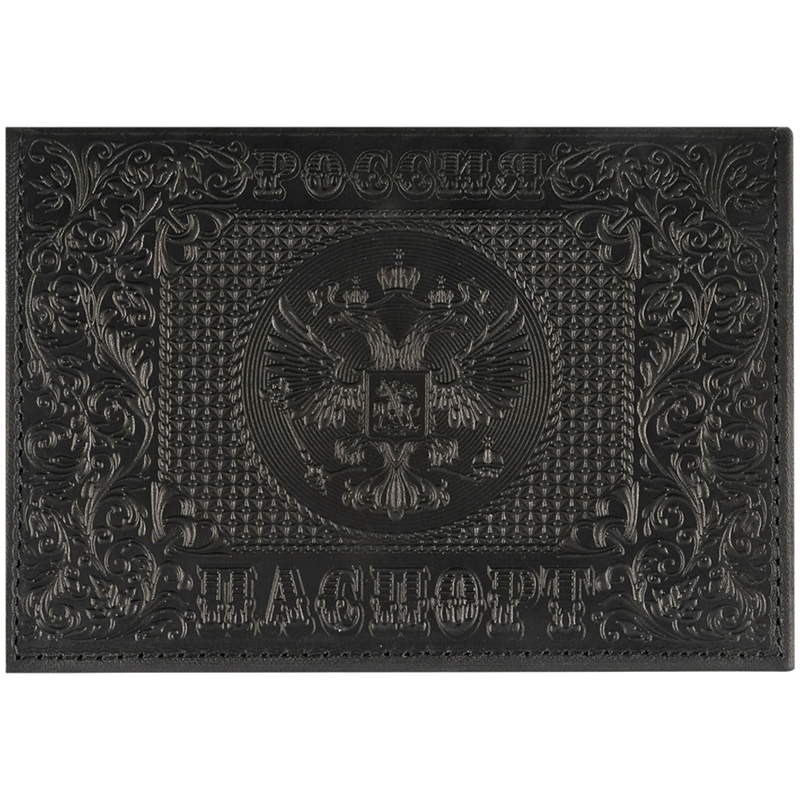 Обложка для паспорта OfficeSpace Россия, кожа, тиснение, черная