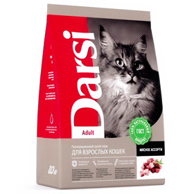 Корм для кошек Дарси 10 кг сухой корм для кошек, Adult Мясное ассорти