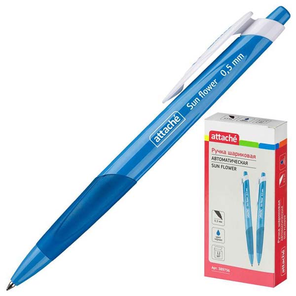 Ручка шариковая Attache Sun Flower,синий корпус,синяя, масляные чернила