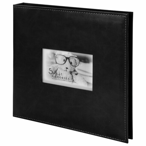 Фотоальбом BRAUBERG Premium Black 20 магнитных листов 30х32 см, под кожу, черный, 391186