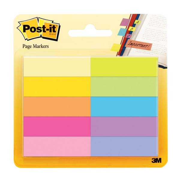 Клейкие закладки Post-it бумажные 10 цветов по 50 листов 12.7х44.5 мм