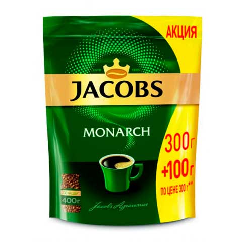 Кофе Jacobs Monarch растворимый 400г пакет