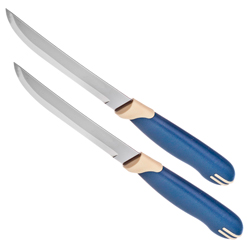 Нож кухонный Tramontina Multicolor 12,7см, пластмассовая ручка, синий с белым, в блистере, набор 2шт