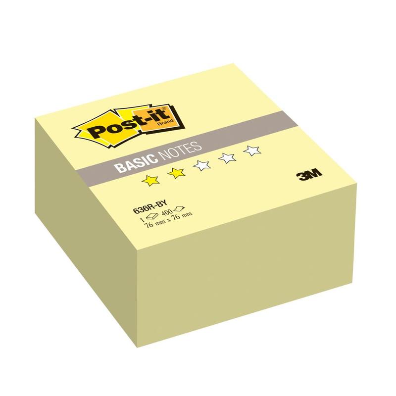 Стикеры Post-it Basic куб 636-BY 76х76 паст.желтый 400 л