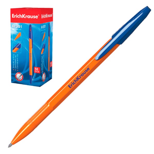 Ручка шариковая ERICH KRAUSE R-301 orange 0.7мм, синяя