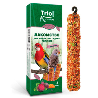 Палочки для мелких и средних попугаев с ОВОЩАМИ Триол standart, 3шт,115г