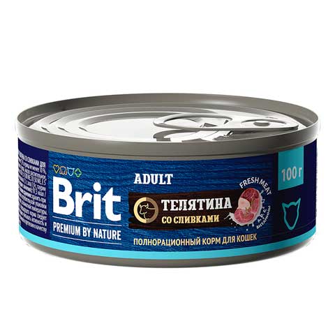 Брит Premium by Nature консервы с мясом телятины со сливками для кошек, 100г, 5051212