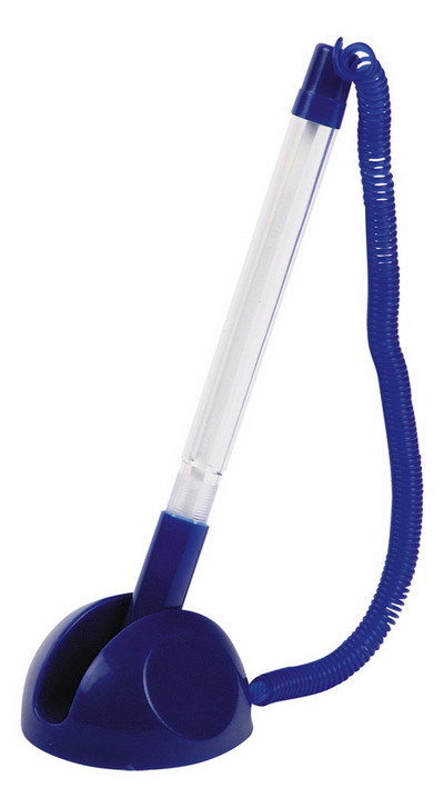 Ручка шариковая на липучке синий пластик