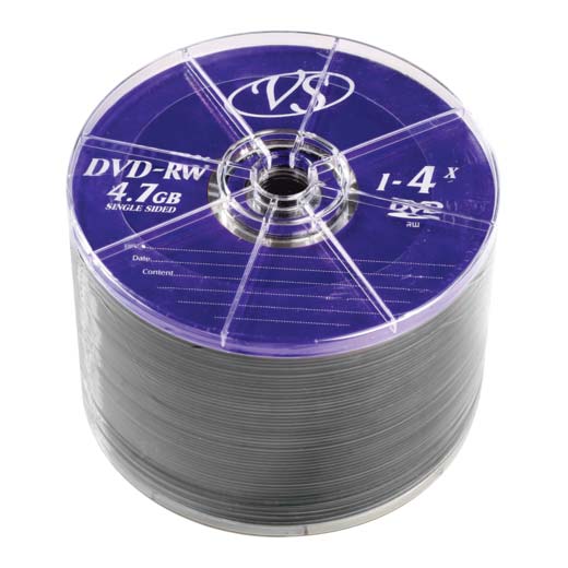 Диски DVD-RW VS 4,7 Gb 4x, КОМПЛЕКТ 50 шт., Bulk, VSDVDRWB5001