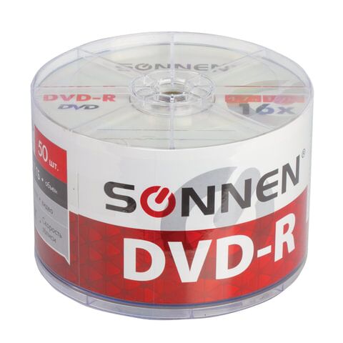 Диски DVD-R SONNEN 4,7 Gb 16x Bulk (термоусадка без шпиля), КОМПЛЕКТ 50 шт., 512574