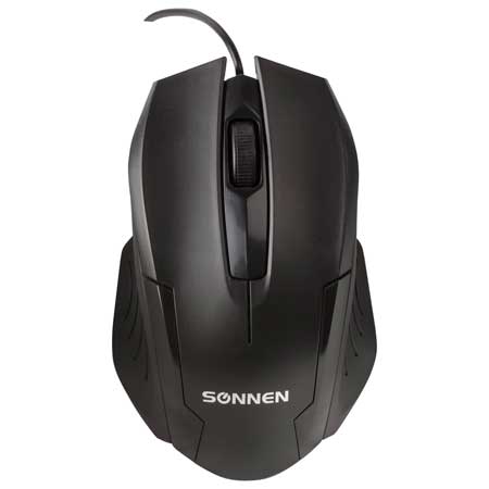 Мышь проводная SONNEN М-713, USB, 1000 dpi, 2 кнопки + колесо-кнопка, оптическая, черная