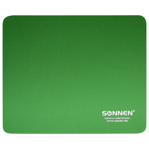 Коврик для мыши SONNEN GREEN, резина + ткань, 220х180х3 мм, 513305