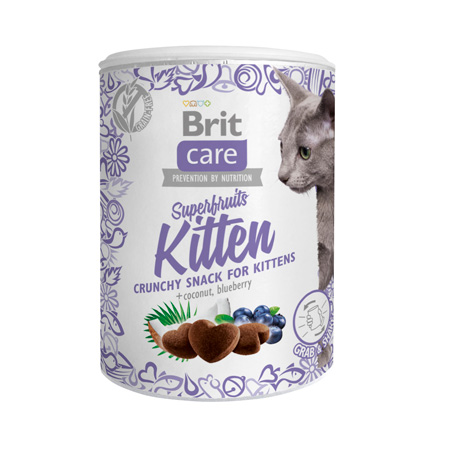 Брит Care лак-во в БАНОЧКЕ д/котят 100г Superfruits Kitten (40% куры, кокос и голубика)